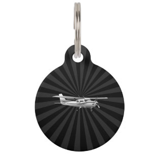 Aircraft Classic Cessna Silhouette Flying Sunburst Pet Tag