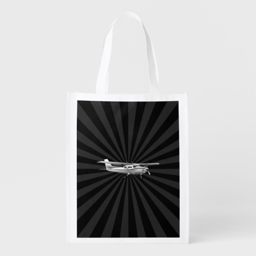 Aircraft Classic Cessna Silhouette Flying Sunburst Reusable Grocery Bag