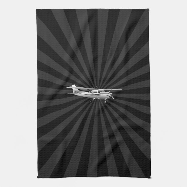 Aircraft Classic Cessna Silhouette Sunburst Kitchen Towel (Vertical)