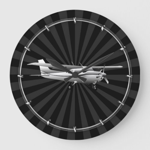 Aircraft Classic Cessna Silhouette Sunburst Large Clock
