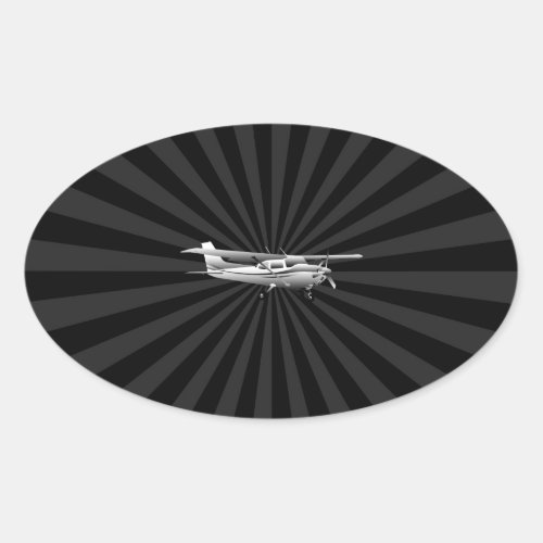 Aircraft Classic Cessna Silhouette Sunburst Oval Sticker
