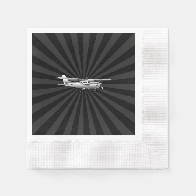 Aircraft Classic Cessna Silhouette Sunburst Paper Napkins (Front)
