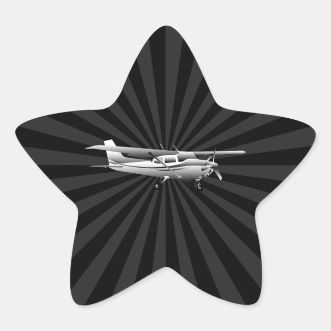 Aircraft Classic Cessna Silhouette Sunburst Star Sticker (Front)