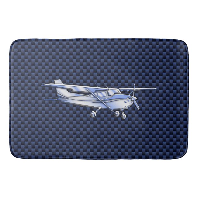 Aircraft Classic Chrome Cessna Flying Carbon Fiber Bath Mat (Front)