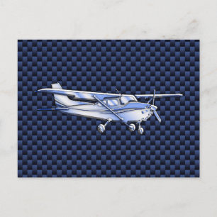 Aircraft Classic Chrome Cessna Flying Carbon Fiber Postcard