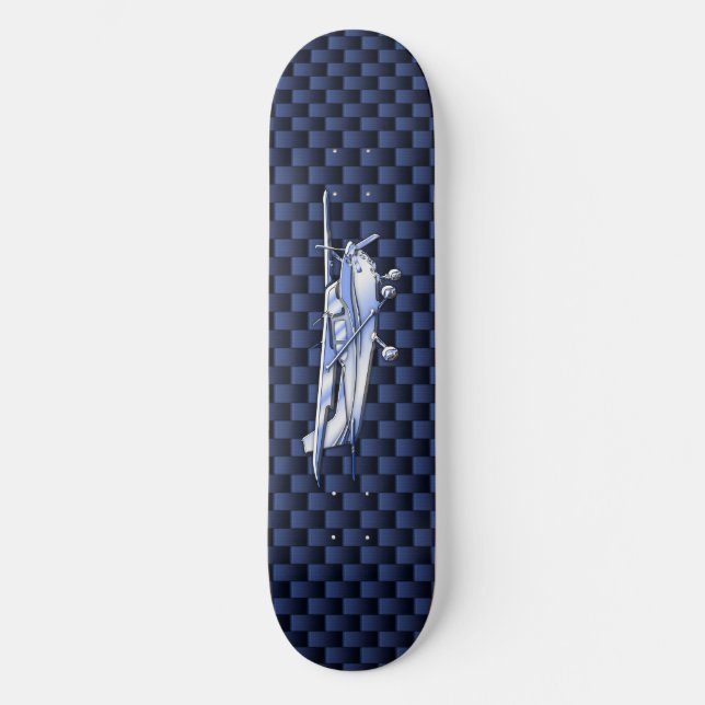 Aircraft Classic Chrome Cessna Flying Carbon Fiber Skateboard (Front)