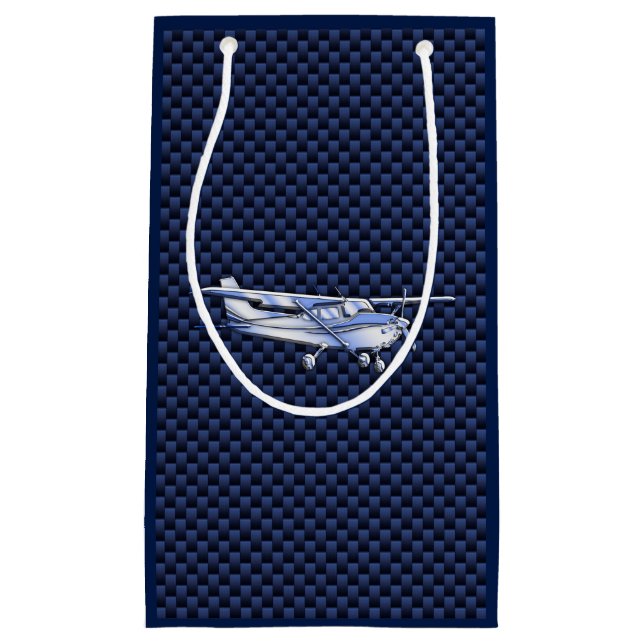Aircraft Classic Chrome Cessna Flying Carbon Fiber Small Gift Bag (Front)