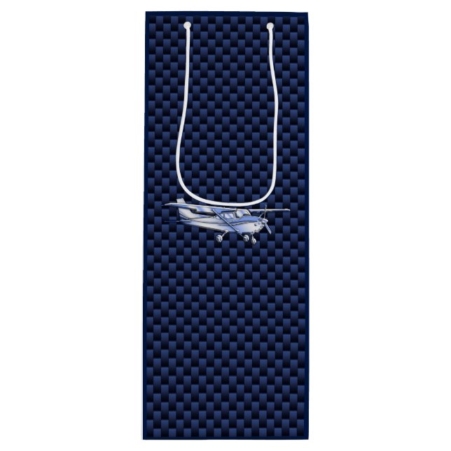 Aircraft Classic Chrome Cessna Flying Carbon Fiber Wine Gift Bag (Front)