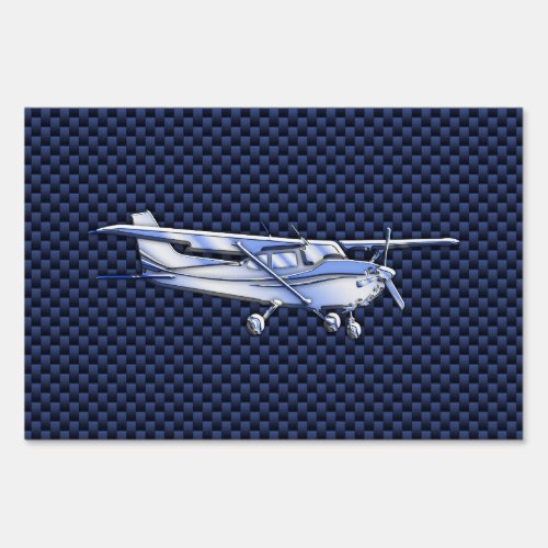 Aircraft Classic Chrome Cessna Flying Carbon Fiber Yard Sign