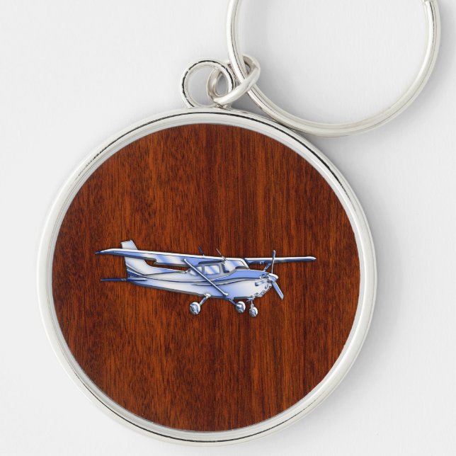 Aircraft Classic Chrome Cessna Flying Mahogany Keychain (Front)
