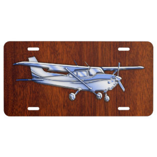 Aircraft Classic Chrome Cessna Flying Mahogany License Plate
