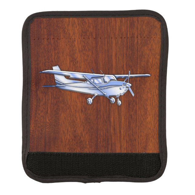 Aircraft Classic Chrome Cessna Flying Mahogany Luggage Handle Wrap (Front)