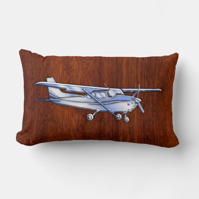 Aircraft Classic Chrome Cessna Flying Mahogany Lumbar Pillow (Front)