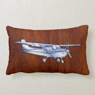 Aircraft Classic Chrome Cessna Flying Mahogany Lumbar Pillow