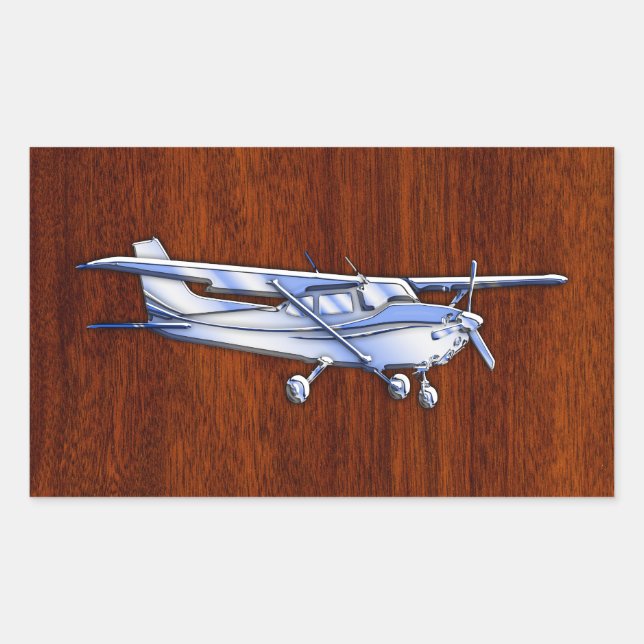 Aircraft Classic Chrome Cessna Flying Mahogany Rectangular Sticker (Front)