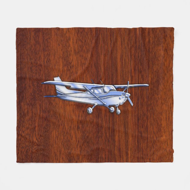 Aircraft Classic Chrome Like Cessna on Mahogany Fleece Blanket (Front (Horizontal))