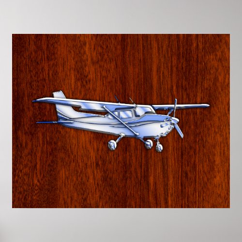 Aircraft Classic Chrome Like Cessna on Mahogany Poster