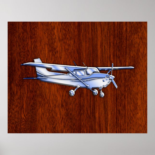Aircraft Classic Chrome Like Cessna on Mahogany Poster (Front)