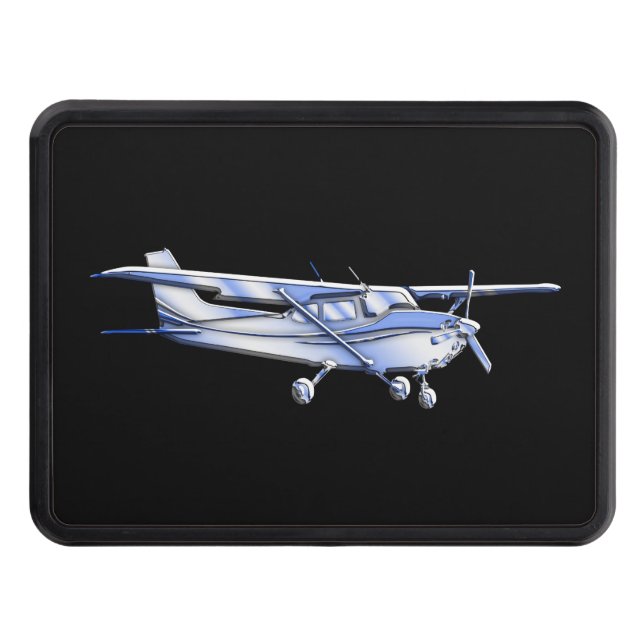 Aircraft Classic Silver Cessna Silhouette Flying Hitch Cover (Front)
