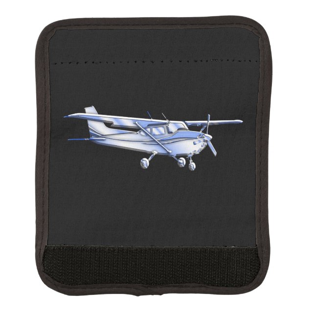 Aircraft Classic Silver Cessna Silhouette Flying Luggage Handle Wrap (Front)