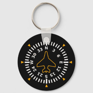 Aircraft Compass Flight Instrument Keychain