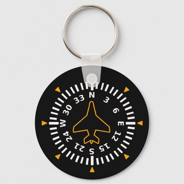 Aircraft Compass Flight Instrument Keychain (Front)