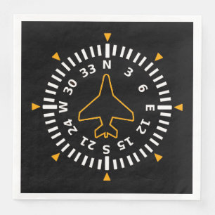 Aircraft Compass Flight Instrument Paper Dinner Napkins