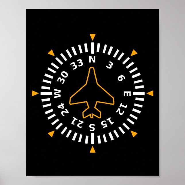 Aircraft Compass Flight Instrument Poster (Front)