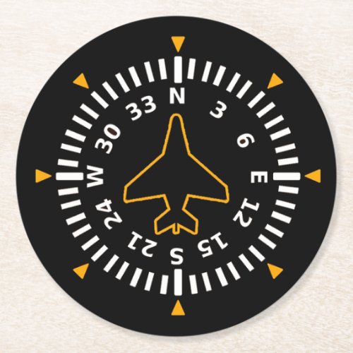 Aircraft Compass Flight Instrument Round Paper Coaster