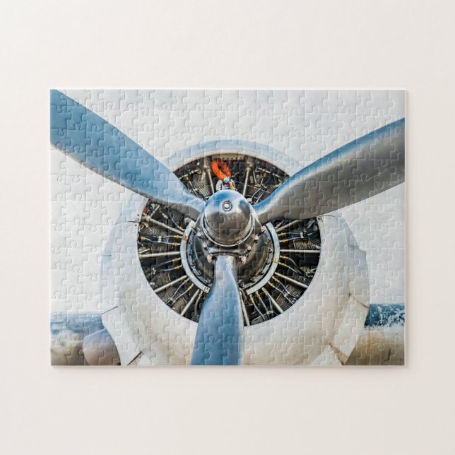 Aircraft Engine And Blue Propeller Jigsaw Puzzle (Horizontal)