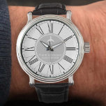 Aircraft Flight Attendant Cabin Crew Watch<br><div class="desc">Design for an Aircraft Flight Attendant,  Steward,  Purser,  Cabin Crew,  In-flight Service Manager,  or Cabin Services Director. Personalise with name of the recipient. Great gift for a member of an aeroplane flight crew. Light silver grey central area with plane motif and wearer's name.</div>