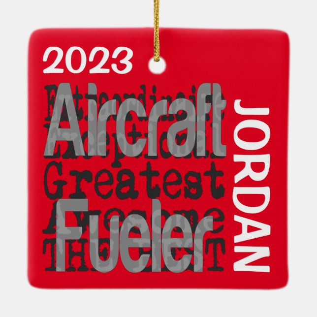 Aircraft Fueler Extraordinaire CUSTOM Ceramic Ornament (Back)