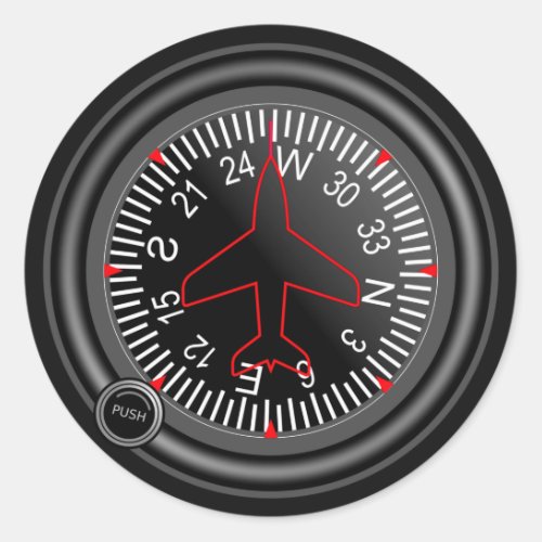 Aircraft Heading Indicator Classic Round Sticker