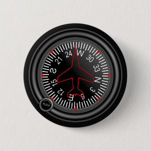 Aircraft Heading Indicator Pinback Button