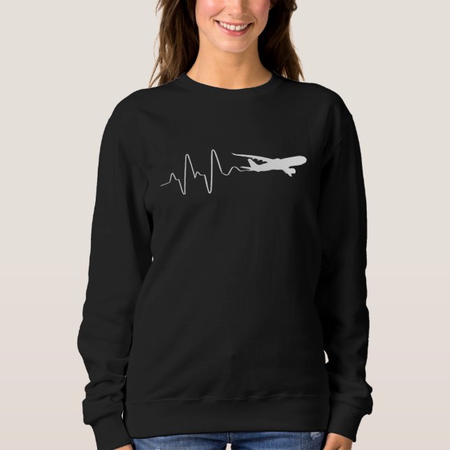 Aircraft Heartbeat Flight Pilot Aircraft Sweatshirt (Front)