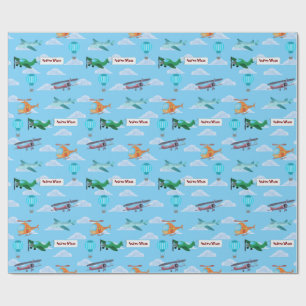 Aircraft Helicopter Hot Air Balloon Parade Wrapping Paper