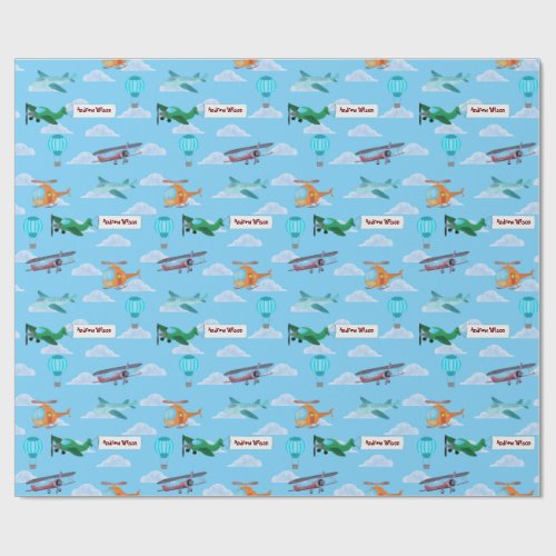 Aircraft Helicopter Hot Air Balloon Parade Wrapping Paper