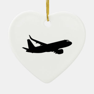 Aircraft Jet Liner Black Silhouette to customize Ceramic Ornament