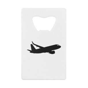 Aircraft Jet Liner Black Silhouette to customize Credit Card Bottle Opener