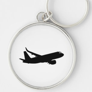 Aircraft Jet Liner Black Silhouette to customize Keychain