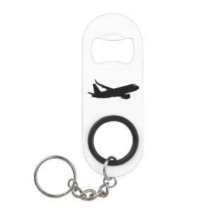 Aircraft Jet Liner Black Silhouette to customize Keychain Bottle Opener