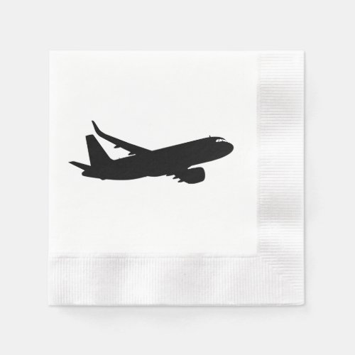 Aircraft Jet Liner Black Silhouette to customize Napkins
