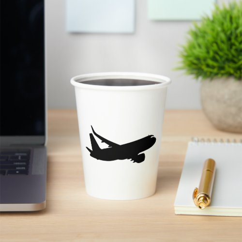 Aircraft Jet Liner Black Silhouette to customize Paper Cups