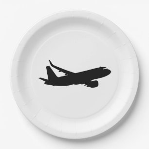 Aircraft Jet Liner Black Silhouette to customize Paper Plates