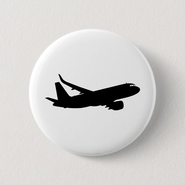 Aircraft Jet Liner Black Silhouette to customize Pinback Button (Front)