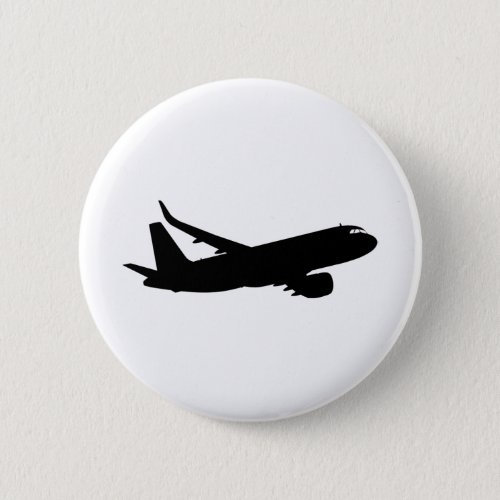 Aircraft Jet Liner Black Silhouette to customize Pinback Button