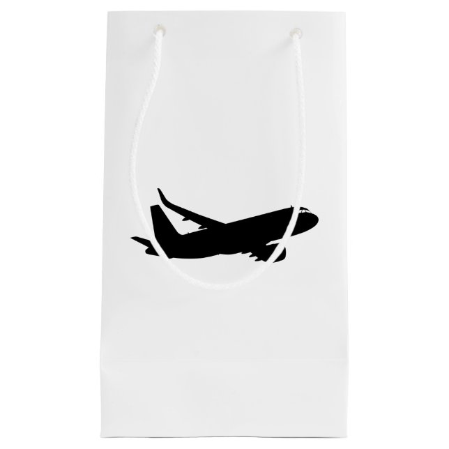 Aircraft Jet Liner Black Silhouette to customize Small Gift Bag (Front)
