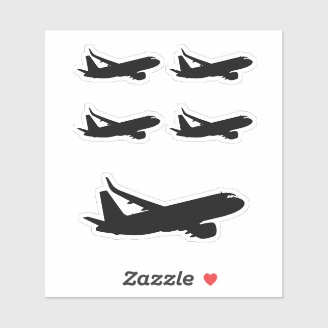 Aircraft Jet Liner Black Silhouette to customize Sticker (Sheet)