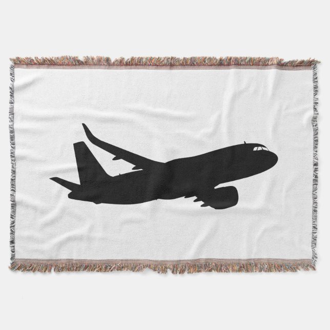 Aircraft Jet Liner Black Silhouette to customize Throw Blanket (Front)