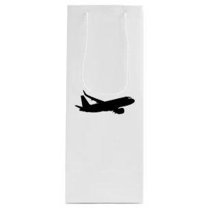 Aircraft Jet Liner Black Silhouette to customize Wine Gift Bag